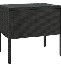 Beistelltisch Schwarz 53x37x48 cm Poly Rattan und Hartglas