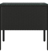 Beistelltisch Schwarz 53x37x48 cm Poly Rattan und Hartglas