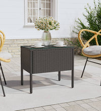 Beistelltisch Schwarz 53x37x48 cm Poly Rattan und Hartglas