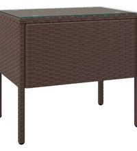 Beistelltisch Braun 53x37x48 cm Poly Rattan und Hartglas