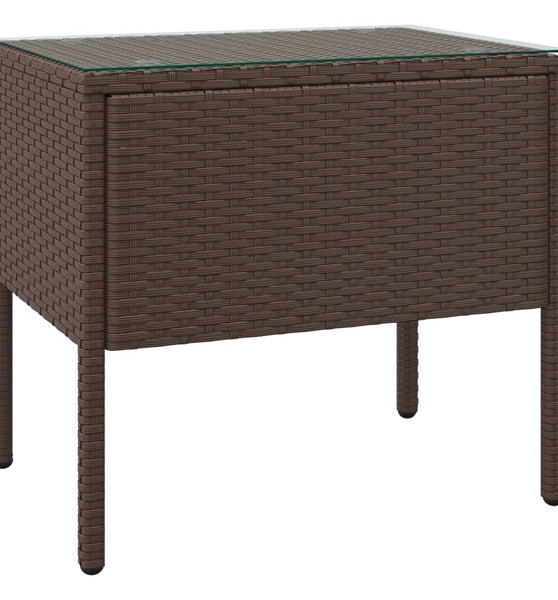 Beistelltisch Braun 53x37x48 cm Poly Rattan und Hartglas