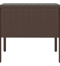 Beistelltisch Braun 53x37x48 cm Poly Rattan und Hartglas