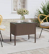 Beistelltisch Braun 53x37x48 cm Poly Rattan und Hartglas