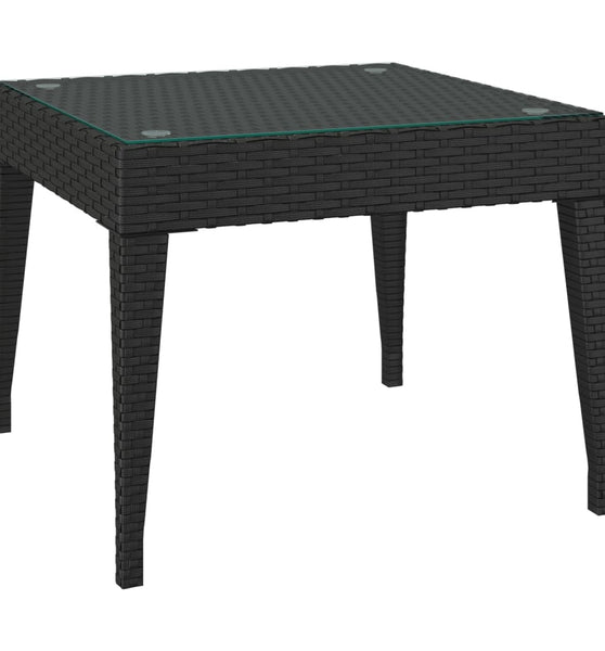 Beistelltisch Schwarz 50x50x38 cm Poly Rattan und Hartglas