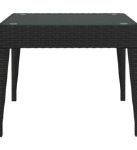 Beistelltisch Schwarz 50x50x38 cm Poly Rattan und Hartglas