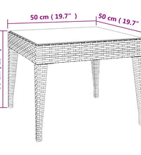 Beistelltisch Schwarz 50x50x38 cm Poly Rattan und Hartglas