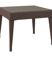 Beistelltisch Braun 50x50x38 cm Poly Rattan und Hartglas