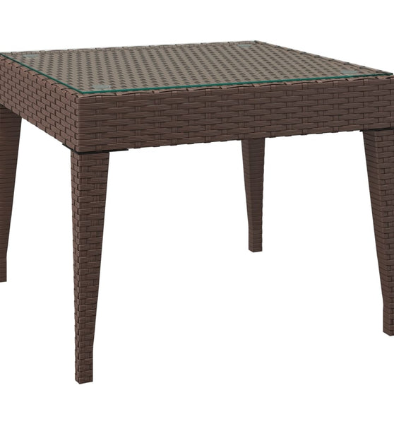 Beistelltisch Braun 50x50x38 cm Poly Rattan und Hartglas