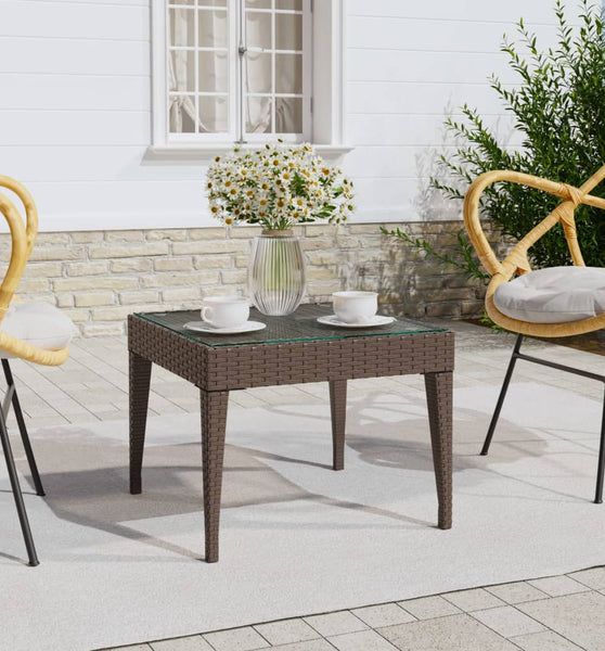 Beistelltisch Braun 50x50x38 cm Poly Rattan und Hartglas