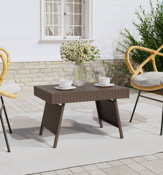 Beistelltisch Klappbar Braun 60x40x38 cm Poly Rattan