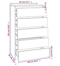 Schubladenschrank Weiß 60x36x103 cm Holzwerkstoff