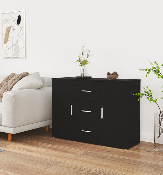 Sideboard Schwarz 91x29,5x65 cm Holzwerkstoff