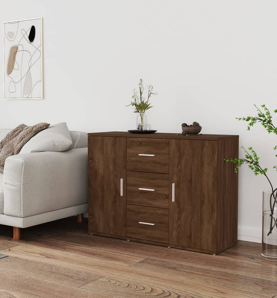 Sideboard Braun Eichen-Optik 91x29,5x65 cm Holzwerkstoff