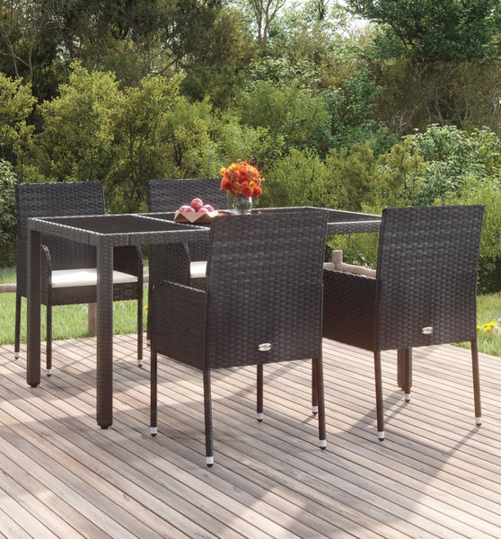 Gartenstühle mit Kissen 4 Stk. Poly Rattan Schwarz