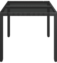 Gartentisch mit Glasplatte Schwarz 90x90x75 cm Poly Rattan