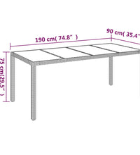 Gartentisch mit Glasplatte Schwarz 190x90x75 cm Poly Rattan