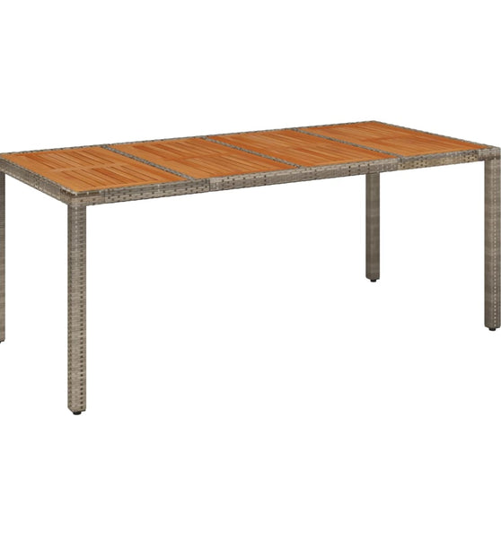 Gartentisch mit Holzplatte Grau 190x90x75 cm Poly Rattan