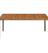 Gartentisch mit Holzplatte Grau 190x90x75 cm Poly Rattan
