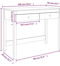 Schreibtisch mit Schubladen Schwarz 100x50x78 cm Massivholz