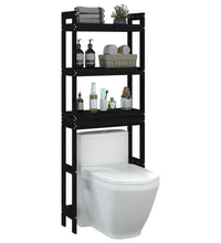 Toilettenregal Schwarz 63x26x171 cm Massivholz Kiefer