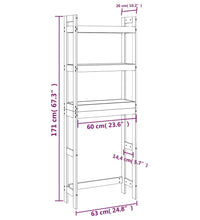 Toilettenregal Schwarz 63x26x171 cm Massivholz Kiefer