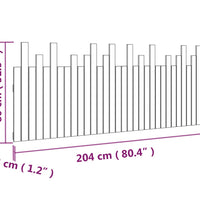Wand-Kopfteil Weiß 204x3x80 cm Massivholz Kiefer
