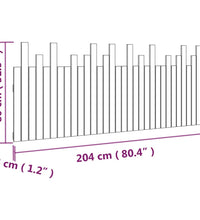 Wand-Kopfteil Schwarz 204x3x80 cm Massivholz Kiefer