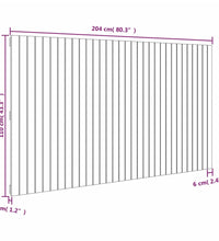 Wand-Kopfteil Schwarz 204x3x110 cm Massivholz Kiefer