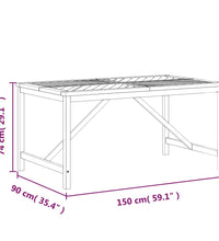 Garten-Esstisch 150x90x74 cm Massivholz Akazie