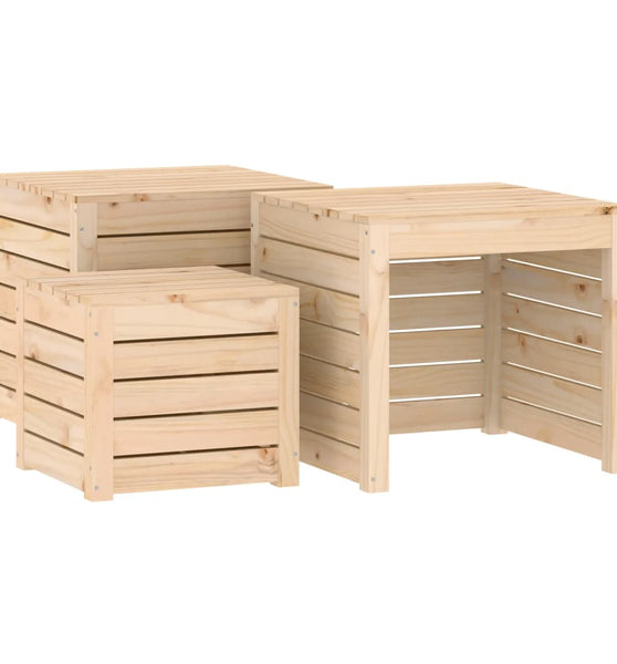 3-tlg. Gartenbox-Set Massivholz Kiefer