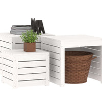 3-tlg. Gartenbox-Set Weiß Massivholz Kiefer