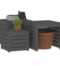 3-tlg. Gartenbox-Set Grau Massivholz Kiefer