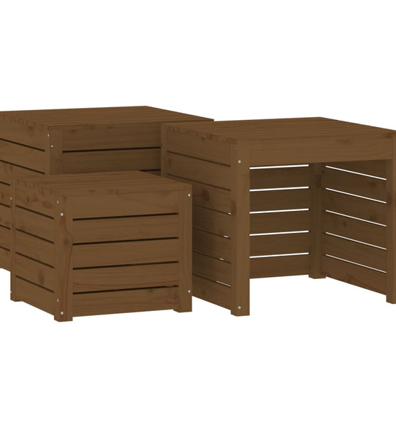 3-tlg. Gartenbox-Set Honigbraun Massivholz Kiefer