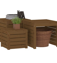 3-tlg. Gartenbox-Set Honigbraun Massivholz Kiefer