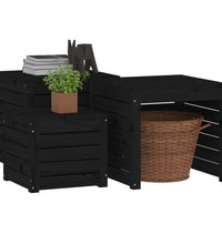 3-tlg. Gartenbox-Set Schwarz Massivholz Kiefer