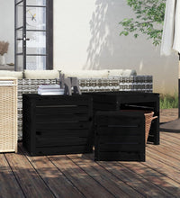 3-tlg. Gartenbox-Set Schwarz Massivholz Kiefer