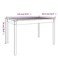 Gartentisch Grau 121x82,5x76 cm Massivholz Kiefer