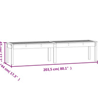 Gartenbank 2-Sitzer Grau 203,5x44x45 cm Massivholz Kiefer