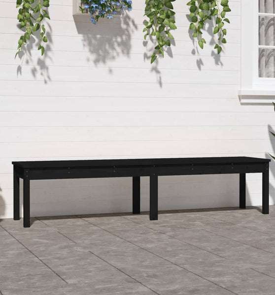 Gartenbank 2-Sitzer Schwarz 203,5x44x45 cm Massivholz Kiefer