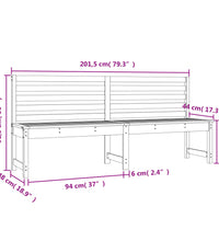 Gartenbank Weiß 201,5 cm Massivholz Kiefer