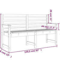 Gartenbank Grau 159,5x48x91,5 cm Massivholz Kiefer