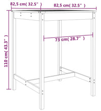 Gartentisch 82,5x82,5x110 cm Massivholz Kiefer