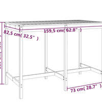 Gartentisch 159,5x82,5x110 cm Massivholz Kiefer