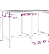 Gartentisch Grau 159,5x82,5x110 cm Massivholz Kiefer