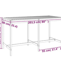 Gartentisch 203,5x90x110 cm Massivholz Kiefer