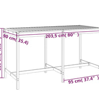 Gartentisch Grau 203,5x90x110 cm Massivholz Kiefer