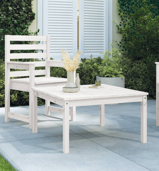 Gartentisch Weiß 82,5x82,5x45 cm Massivholz Kiefer