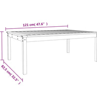 Gartentisch Grau 121x82,5x45 cm Massivholz Kiefer