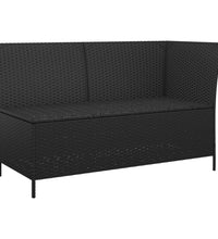 3-tlg. Garten-Lounge-Set mit Kissen Schwarz Poly Rattan