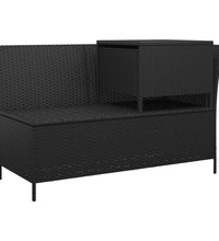 3-tlg. Garten-Lounge-Set mit Kissen Schwarz Poly Rattan